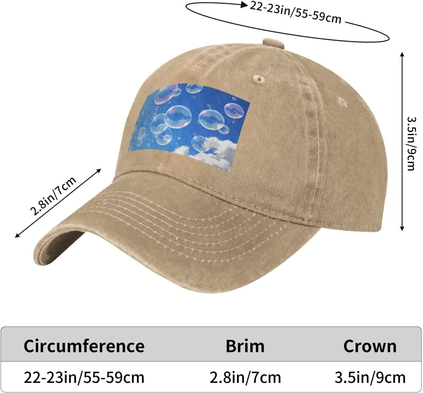 Bubbles Blue Sky Unisex Baseball Cap Breathable Cotton Trucker Hat Classic Denim Dad Hat Summer Sun Hat