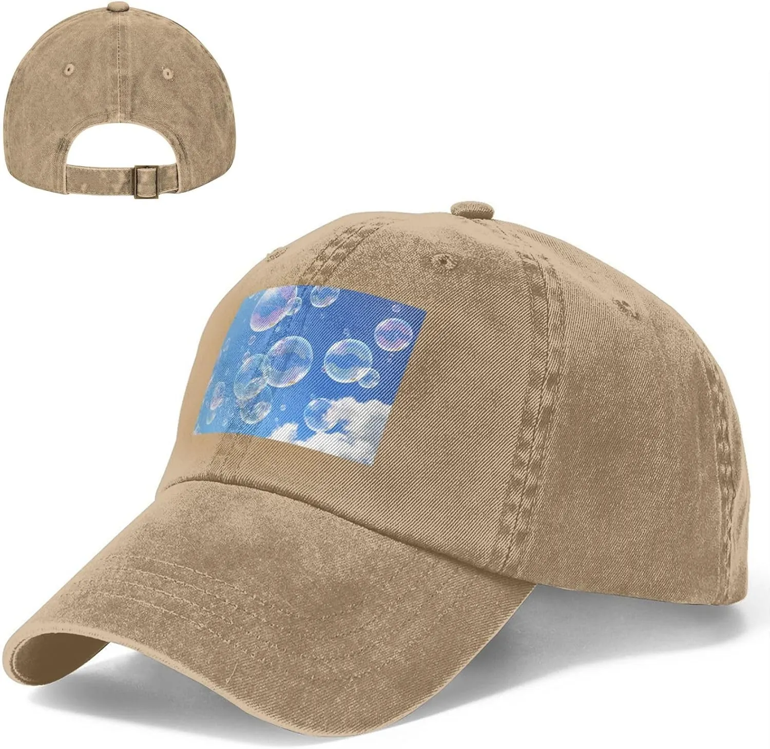 Bubbles Blue Sky Unisex Baseball Cap Breathable Cotton Trucker Hat Classic Denim Dad Hat Summer Sun Hat