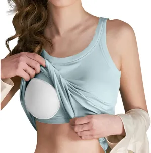 Built In Bra Tank Tops For Women With Fixed Padding Soft Seamless Stretchy Breathable No-Slip Workout Camisole Tops