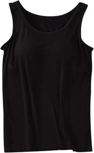 Camisole Tops for Women Cotton Adjustable Straps Stretch Tank Tops with Built-in Padded Bra Yoga Shirts