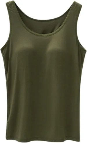 Camisole Tops for Women Cotton Spaghetti Straps Seamless Tank Top Built in Shelf Bra Yoga Shirts
