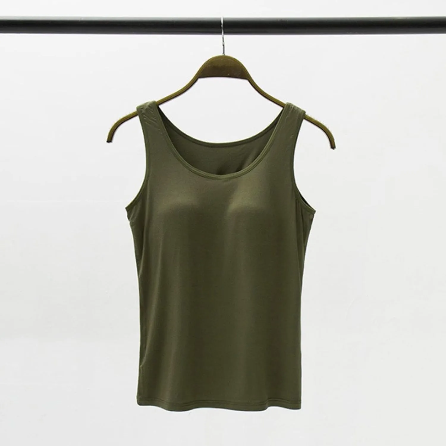 Camisole Tops for Women Cotton Spaghetti Straps Seamless Tank Top Built in Shelf Bra Yoga Shirts