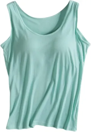 Camisole Tops for Women Summer 2025 Spaghetti Strap Basic Padded Tank Top with Built in Bra Workout Yoga Shirts