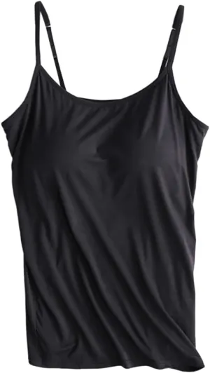 Camisole Tops with Built in Bra for Women Summer Casual Loose Chest Pad Vest Yoga Outfits Undershirts Cami Shirts