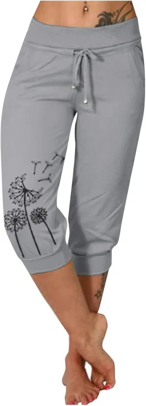 Capri Pants for Women Casual Summer Cropped Soft Lightweight Sweatpants Skinny Athletic Yoga Pants with Pockets