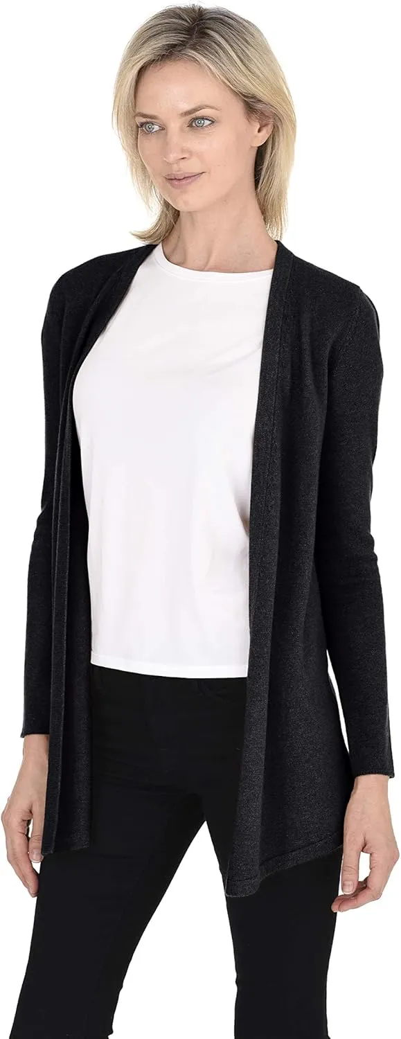 Cashmeren Classic Soft Knit Open Cardigan 100% Merino Wool Long Sleeve Sweater for Women