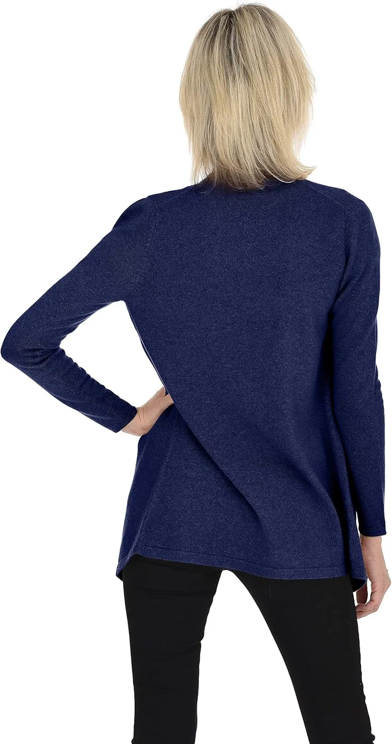 Cashmeren Classic Soft Knit Open Cardigan 100% Merino Wool Long Sleeve Sweater for Women