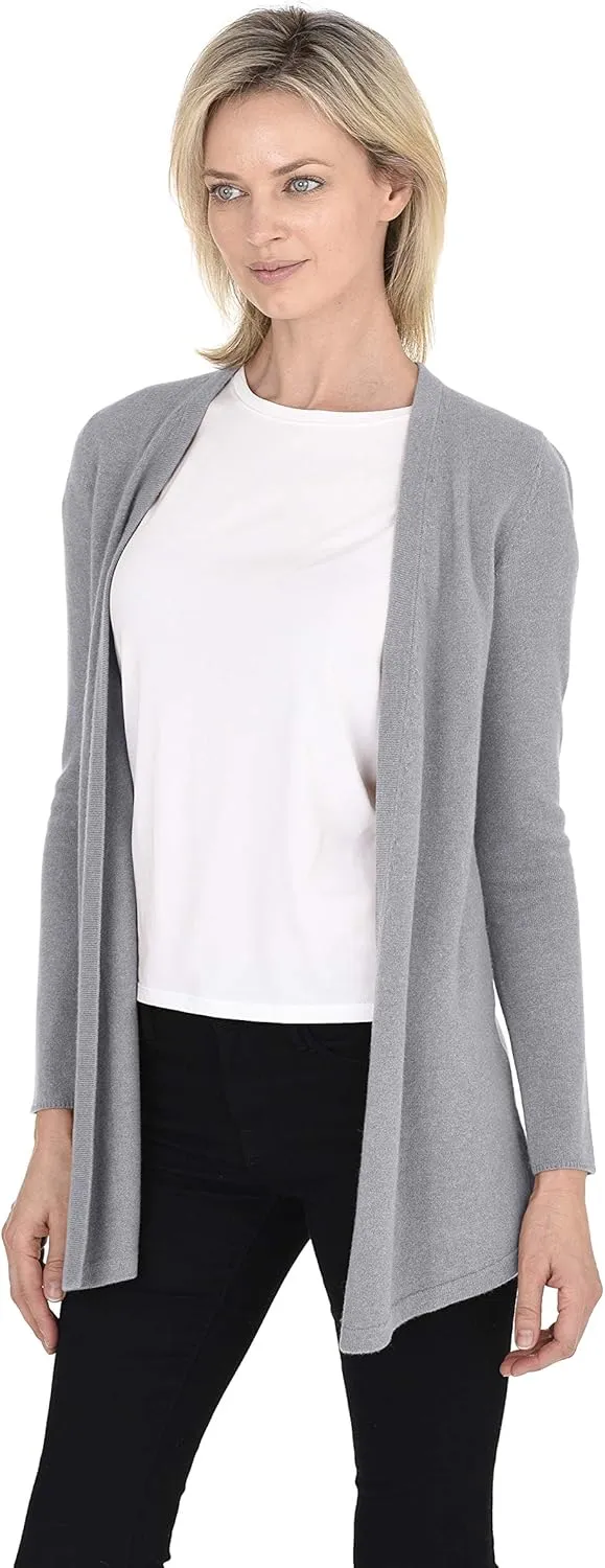 Cashmeren Classic Soft Knit Open Cardigan 100% Merino Wool Long Sleeve Sweater for Women