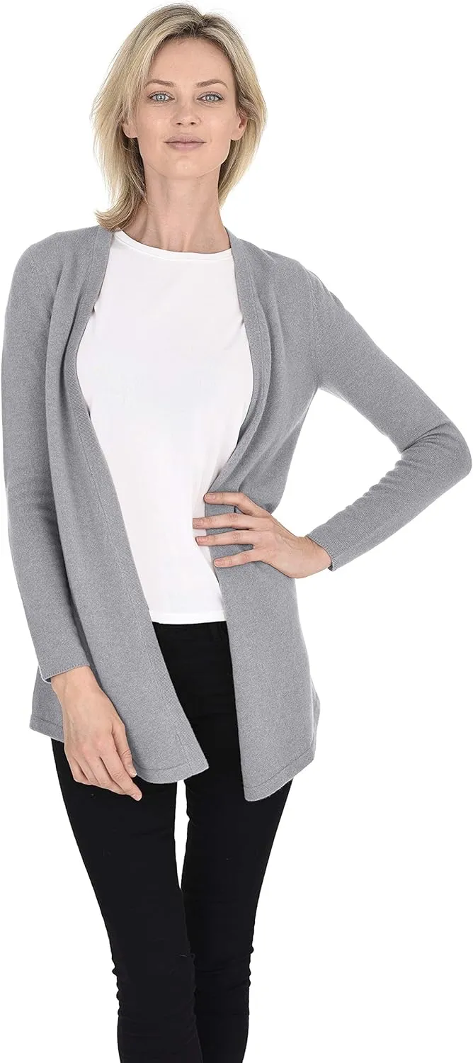 Cashmeren Classic Soft Knit Open Cardigan 100% Merino Wool Long Sleeve Sweater for Women
