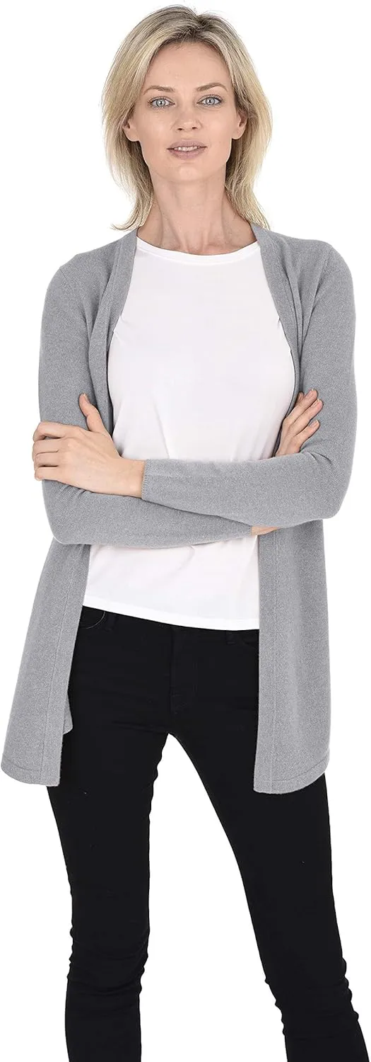 Cashmeren Classic Soft Knit Open Cardigan 100% Merino Wool Long Sleeve Sweater for Women