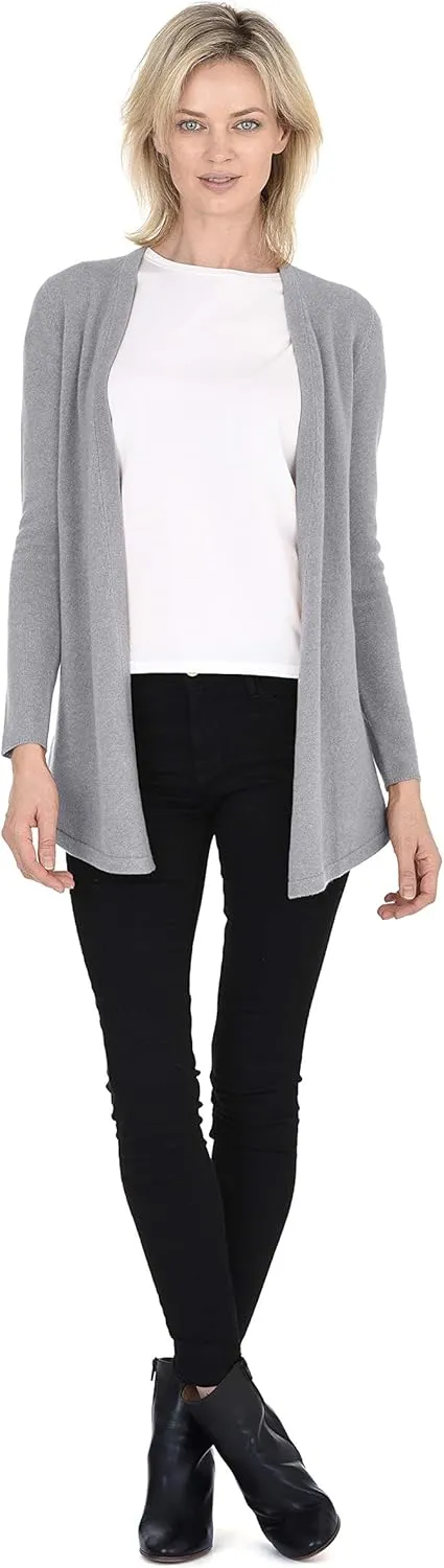 Cashmeren Classic Soft Knit Open Cardigan 100% Merino Wool Long Sleeve Sweater for Women