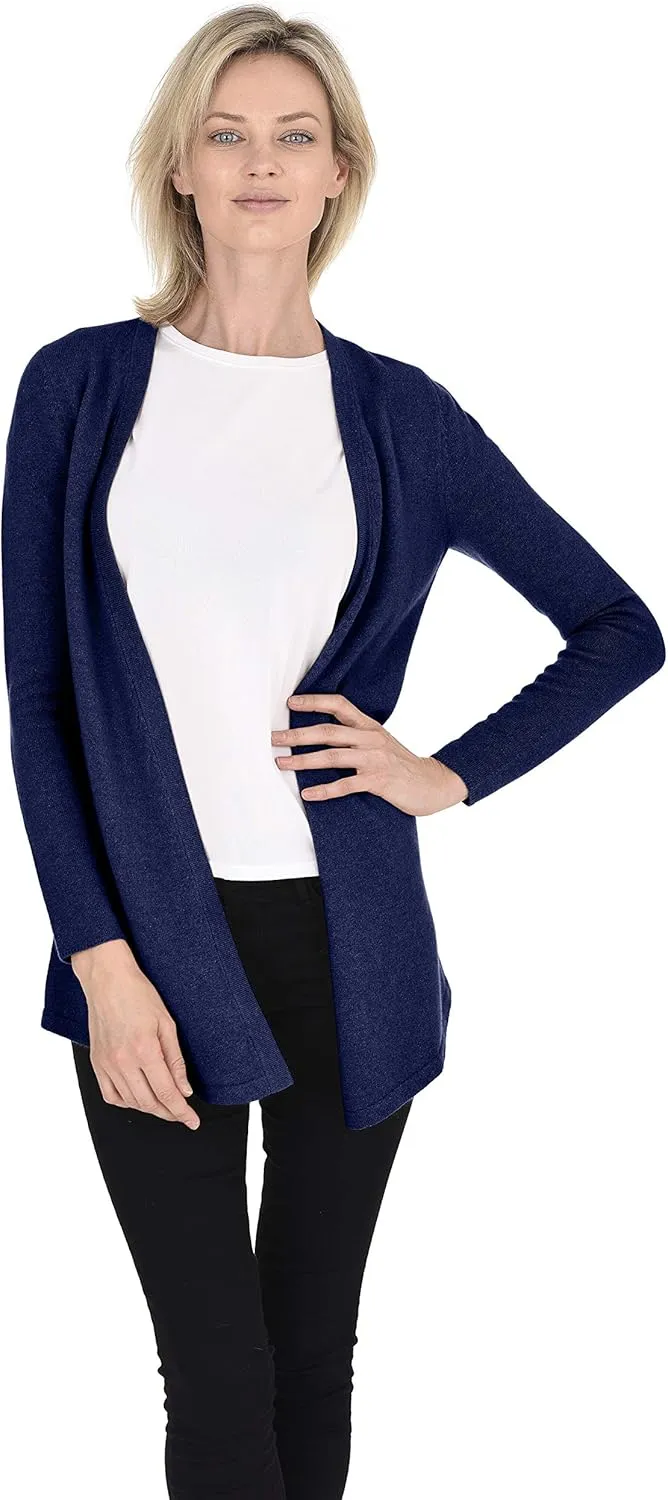 Cashmeren Classic Soft Knit Open Cardigan 100% Merino Wool Long Sleeve Sweater for Women