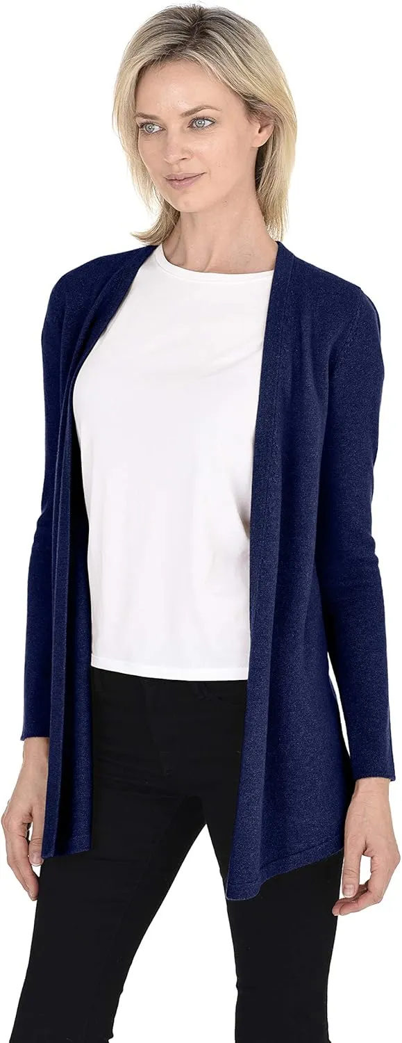 Cashmeren Classic Soft Knit Open Cardigan 100% Merino Wool Long Sleeve Sweater for Women