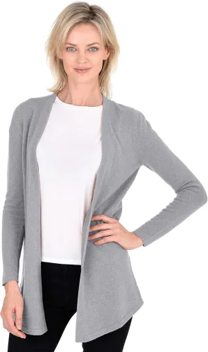 Cashmeren Classic Soft Knit Open Cardigan 100% Merino Wool Long Sleeve Sweater for Women