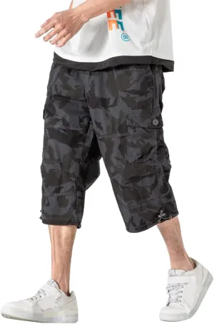 Casual Cargo Pants for Men Relaxed Fit Elastic Waist Joggers Multi Pocket Lightweight Summer Beach Lounge Pants