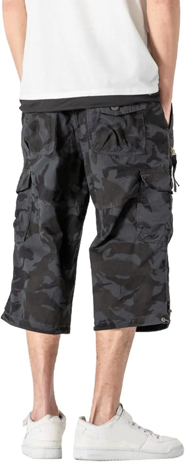 Casual Cargo Pants for Men Relaxed Fit Elastic Waist Joggers Multi Pocket Lightweight Summer Beach Lounge Pants