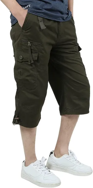 Casual Cargo Pants for Men Relaxed Fit Elastic Waist Joggers Multi Pocket Lightweight Summer Beach Lounge Pants