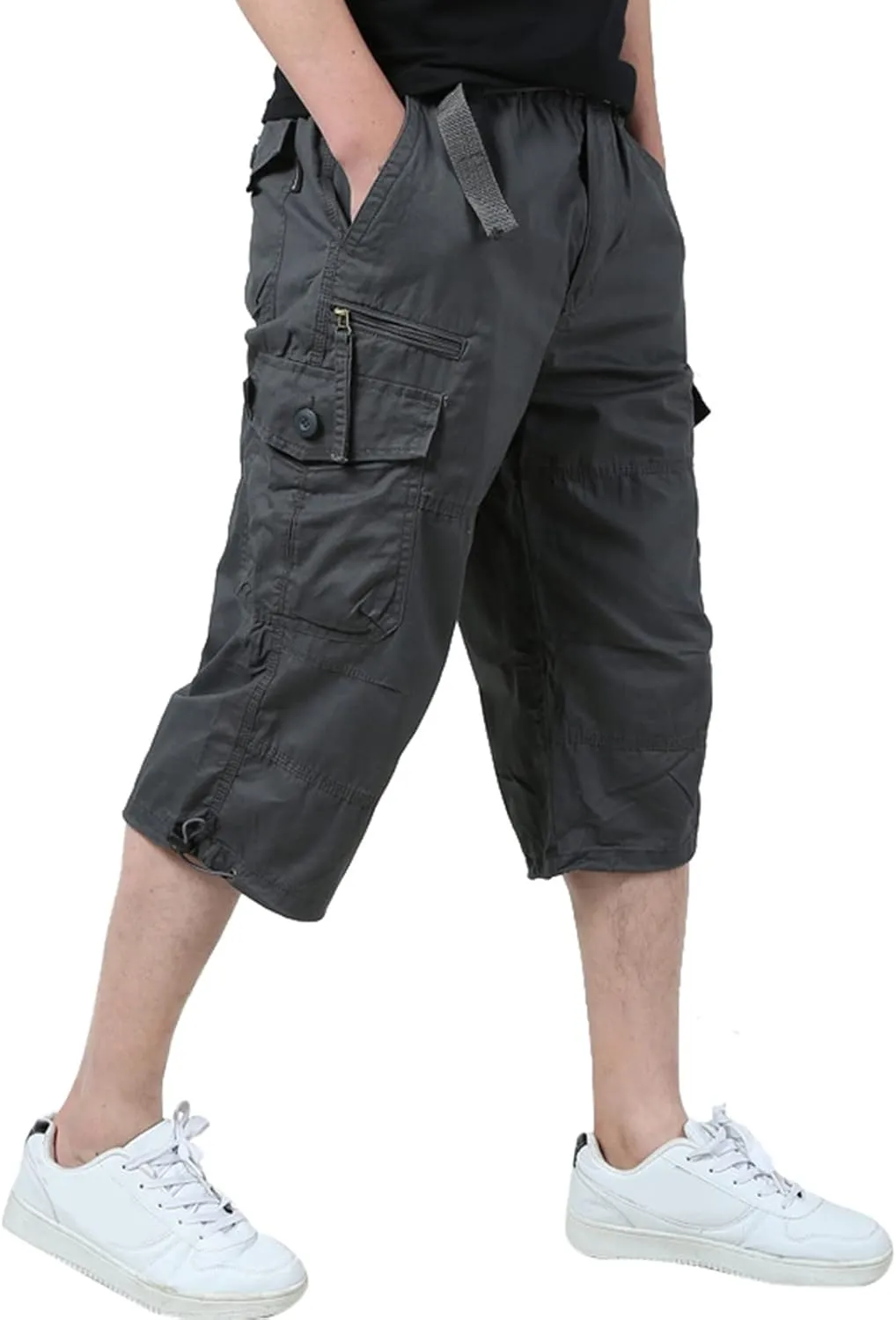 Casual Cargo Pants for Men Relaxed Fit Elastic Waist Joggers Multi Pocket Lightweight Summer Beach Lounge Pants