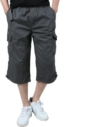 Casual Cargo Pants for Men Relaxed Fit Elastic Waist Joggers Multi Pocket Lightweight Summer Beach Lounge Pants