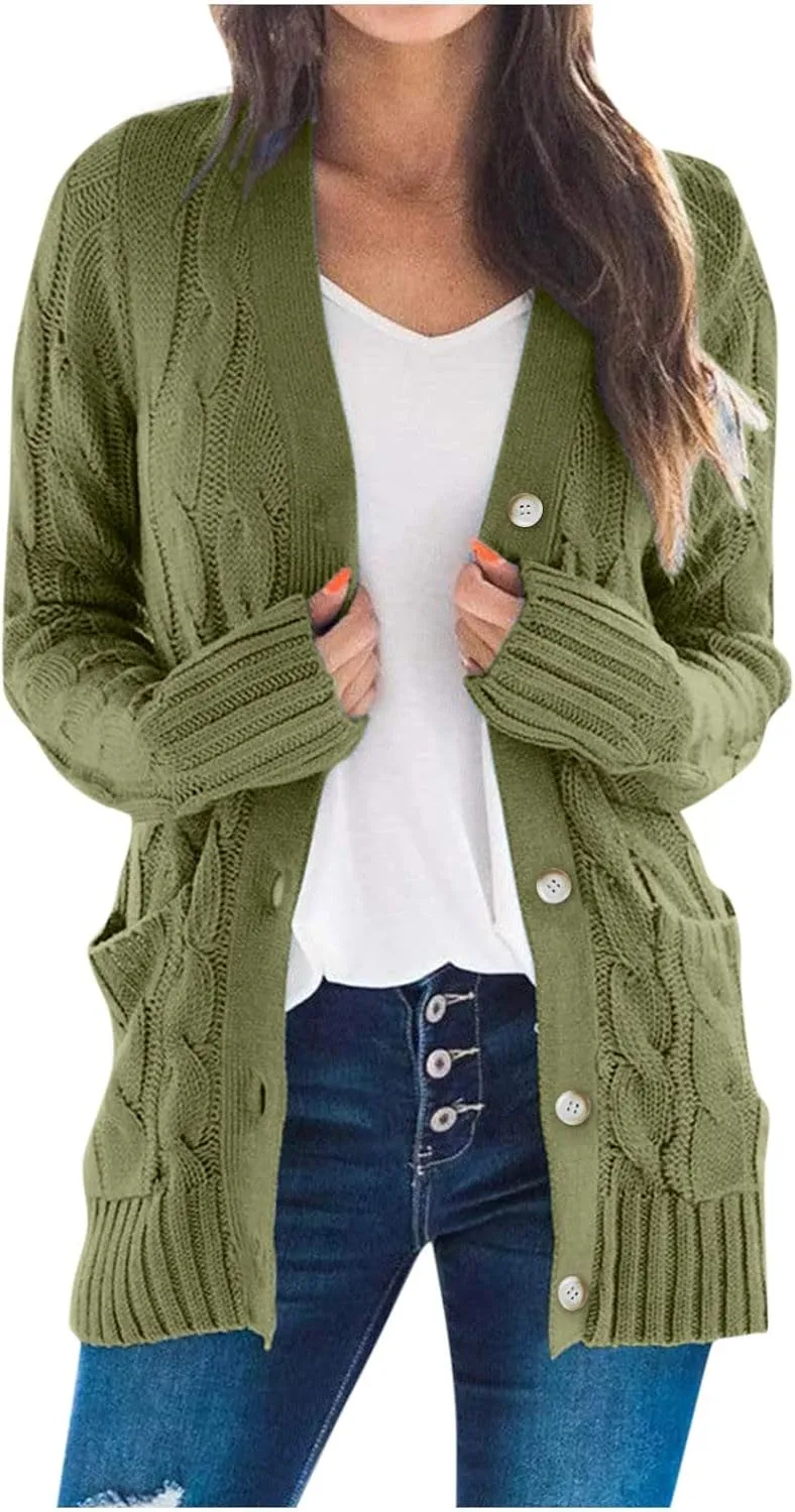 ChicCrate Women's Soft Knit Cardigan Sweater 2025 Fall Winter Trendy Clothes Long Sleeve Loose Outerwear Coats