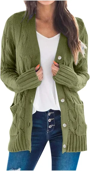 ChicCrate Women's Soft Knit Cardigan Sweater 2025 Fall Winter Trendy Clothes Long Sleeve Loose Outerwear Coats