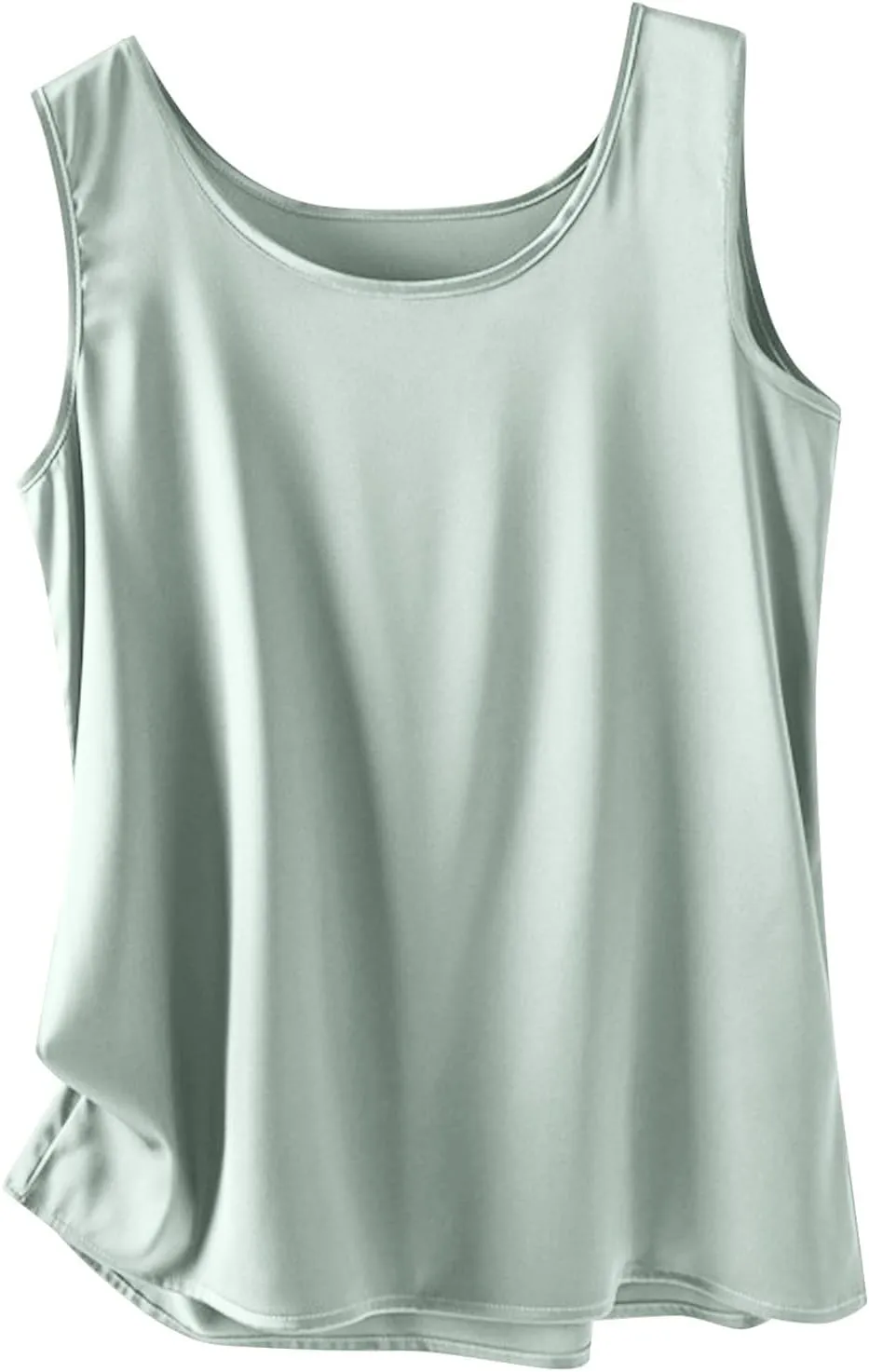 Comfy Satin Silk Tank Tops for Women Summer Boat Neck Neck Sleeveless Undershirt Casual Elegant Basic Tanks Blouses