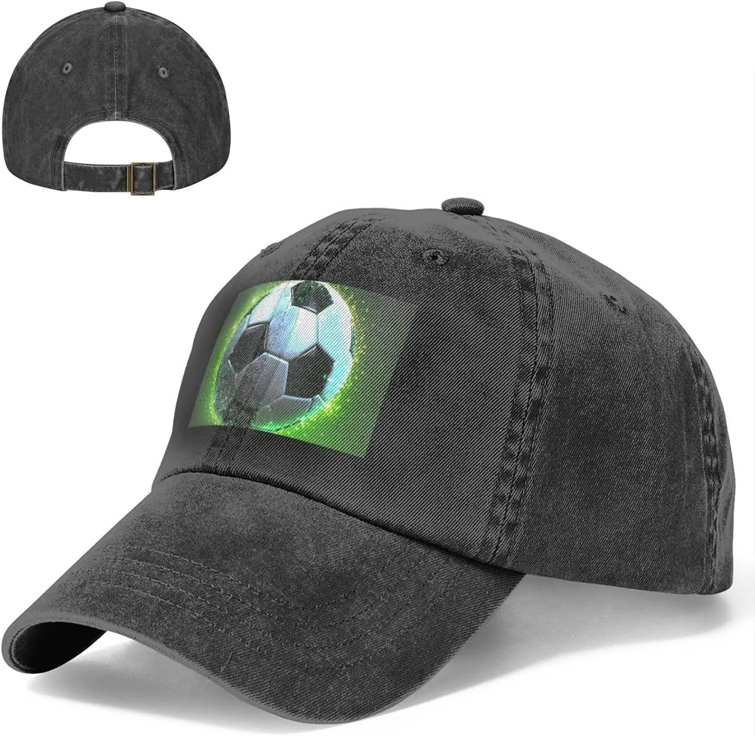 Cool Soccer Ball Unisex Baseball Cap Breathable Cotton Trucker Hat Classic Denim Dad Hat Summer Sun Hat