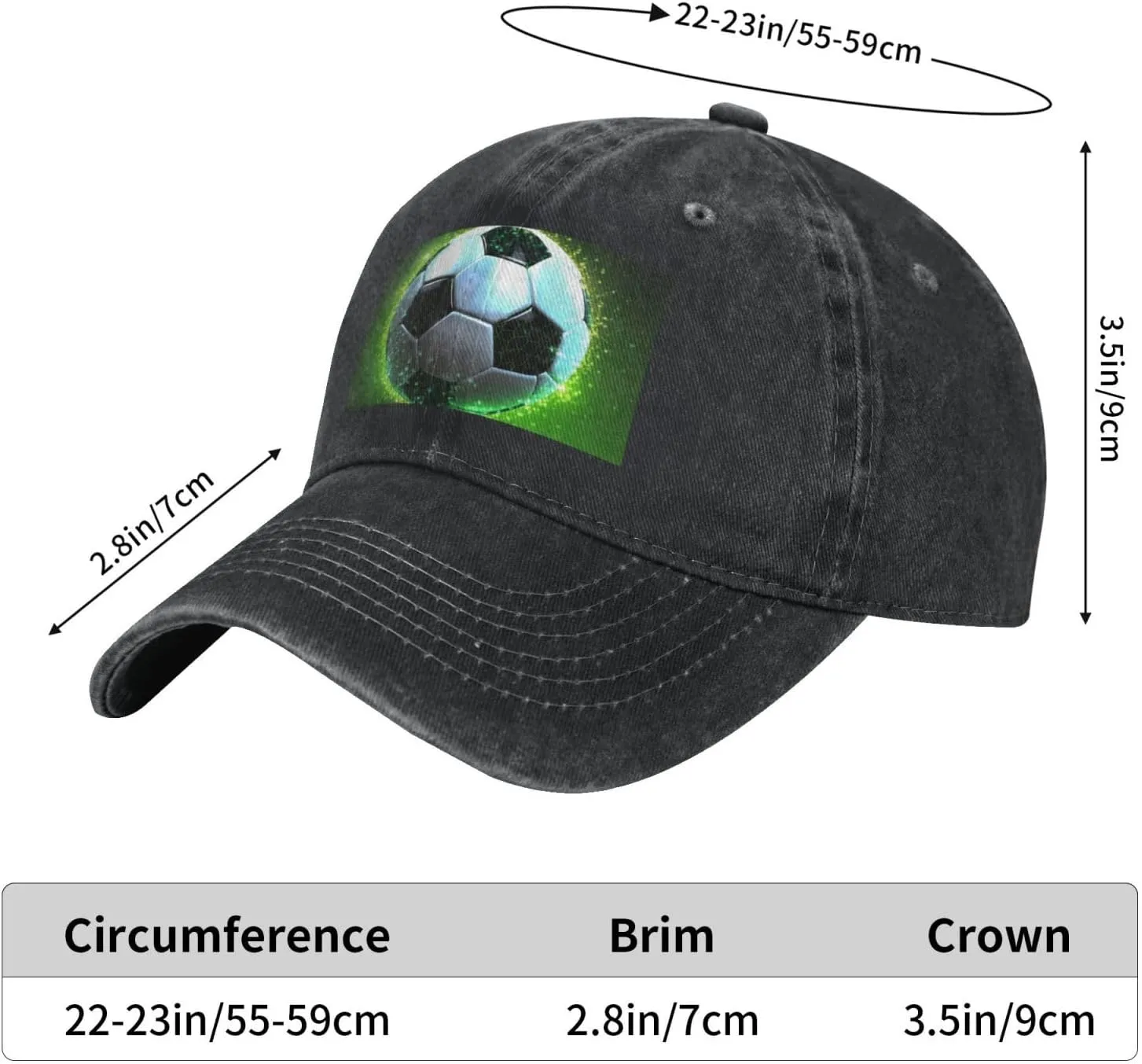 Cool Soccer Ball Unisex Baseball Cap Breathable Cotton Trucker Hat Classic Denim Dad Hat Summer Sun Hat