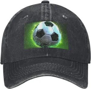 Cool Soccer Ball Unisex Baseball Cap Breathable Cotton Trucker Hat Classic Denim Dad Hat Summer Sun Hat
