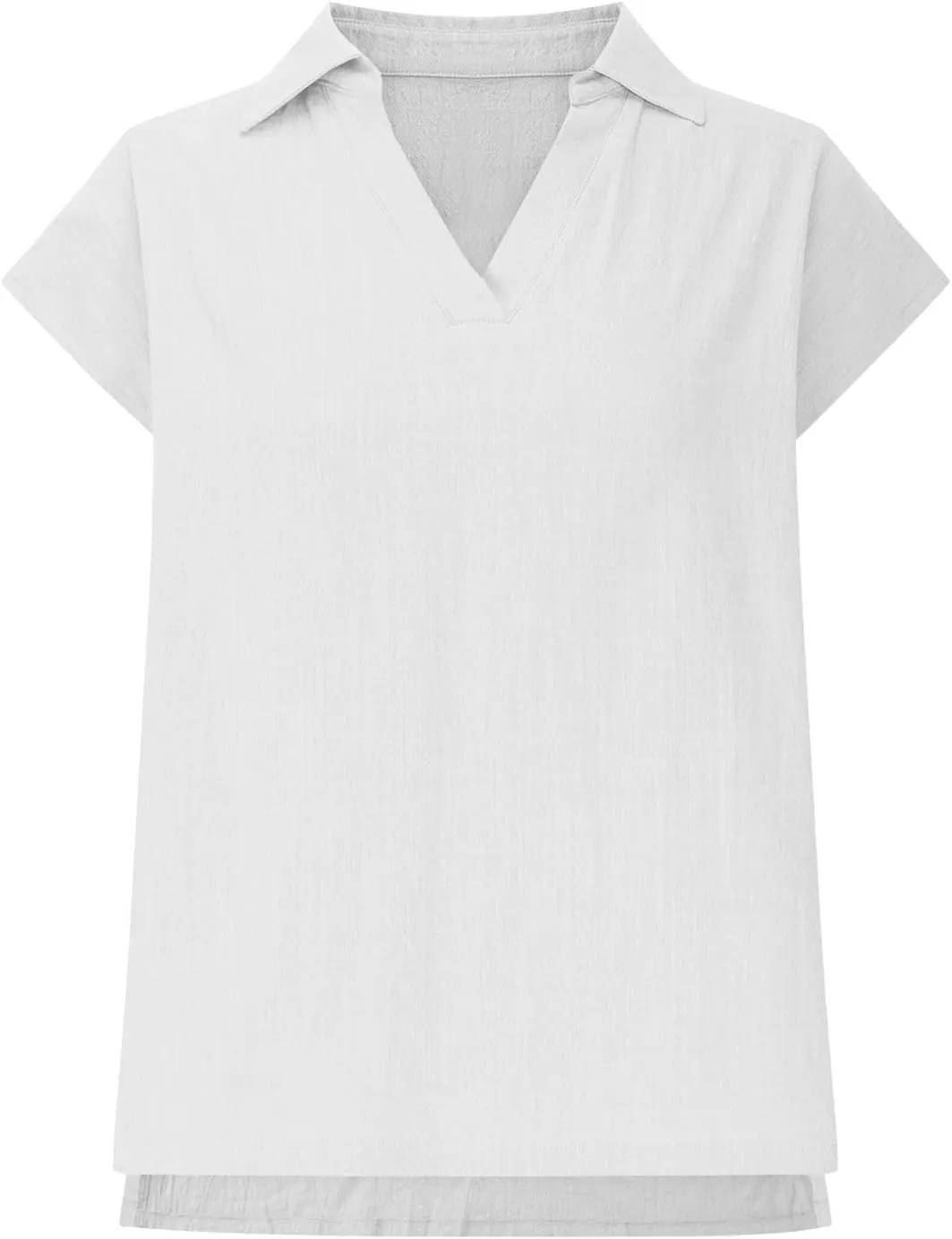 Cotton Linen Shirts for Women Sleeveless Collared Tank Tops Oversized Blouses Work Shirts V-Neck Casual Summer Tshirt
