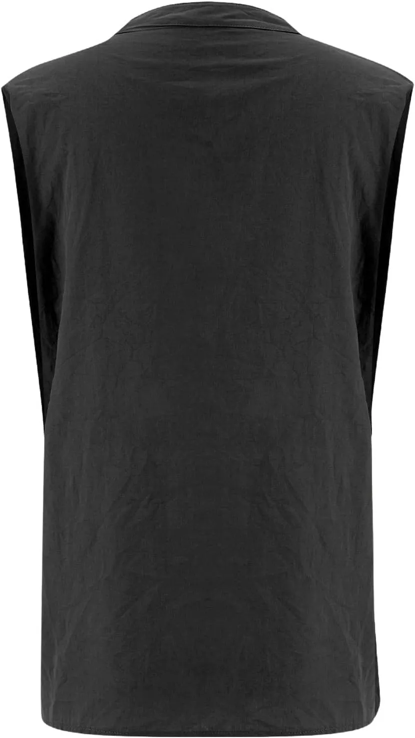 Cotton Linen Shirts for Women Sleeveless Collared Tops Oversized Button Up Blouses Work Shirts Casual Summer Tshirt