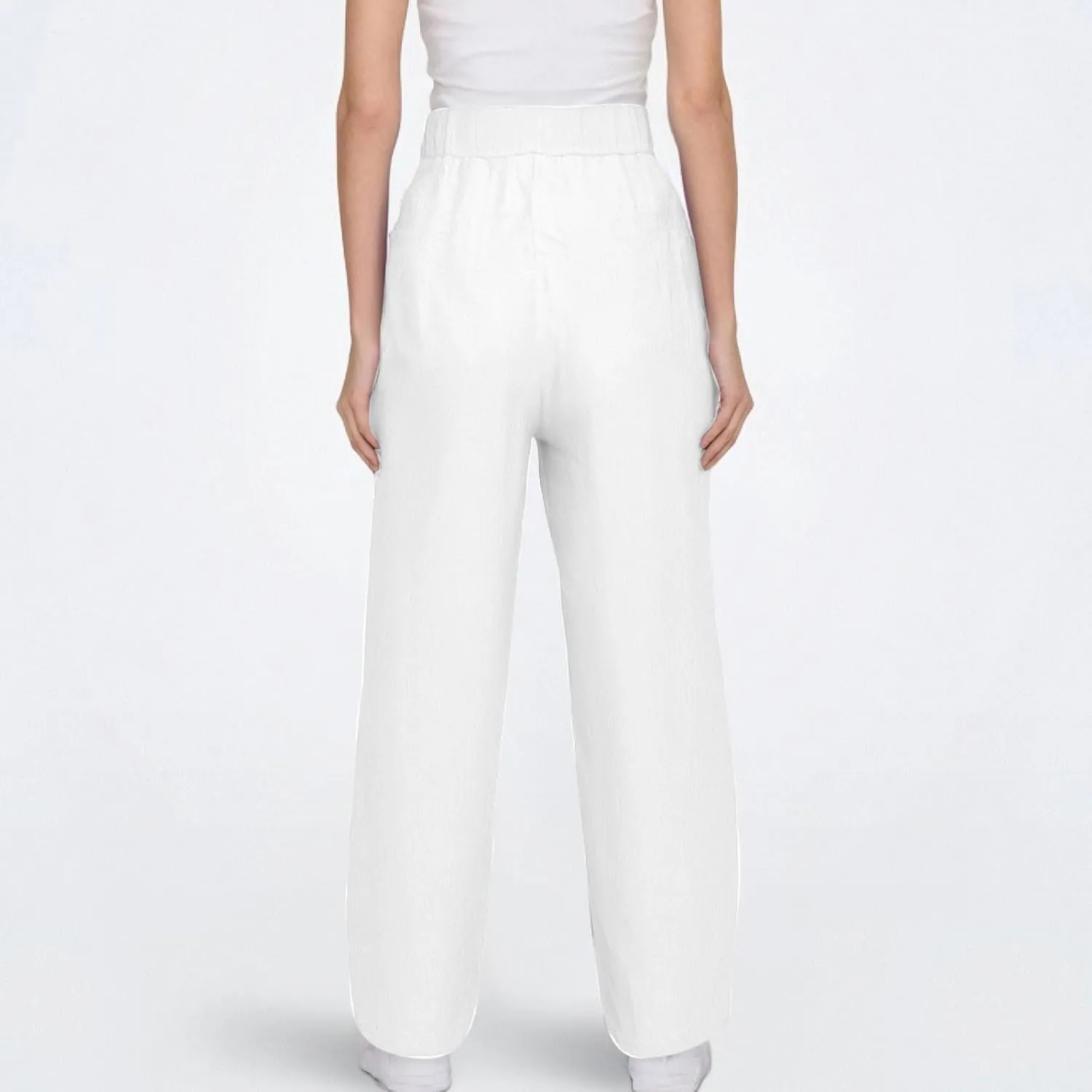 Cotton Linen Wide Leg Pants Woman Plus Size Baggy Lightweight Summer Pants High Waisted Lounge Trousers with Pockets