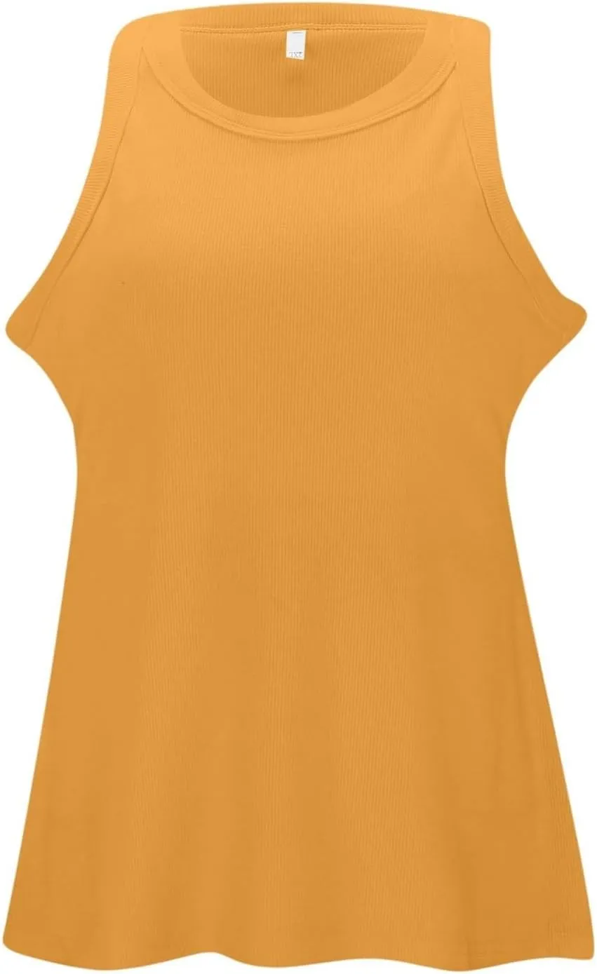 Cotton Shelf Bra Camisole Tops for Women Round Neck Comfy Vest Summer Running Layering Tank Top Summer Cami Shirt