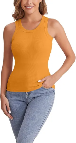 Cotton Shelf Bra Camisole Tops for Women Round Neck Comfy Vest Summer Running Layering Tank Top Summer Cami Shirt