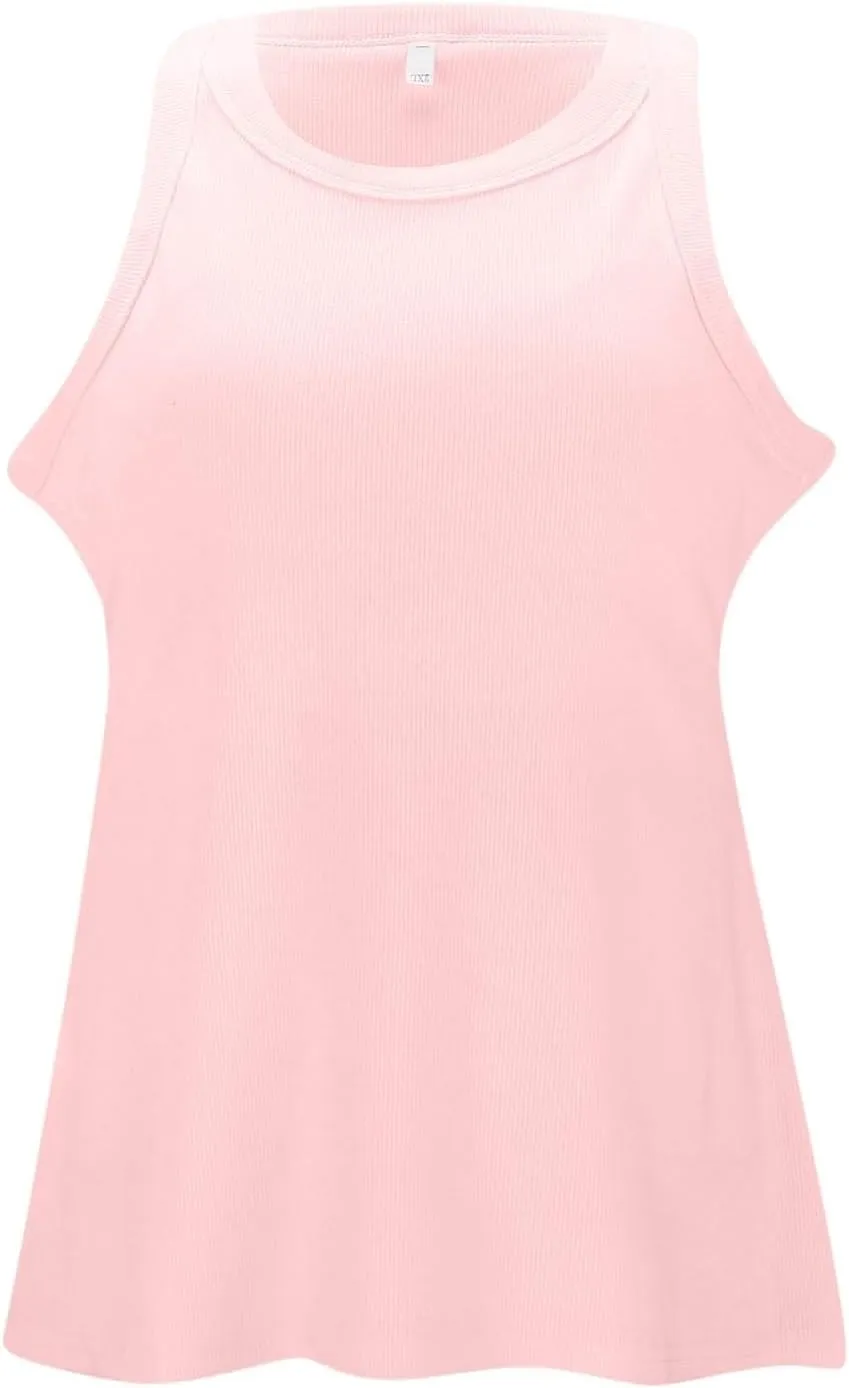 Cotton Shelf Bra Camisole Tops for Women Round Neck Comfy Vest Summer Running Layering Tank Top Summer Cami Shirt