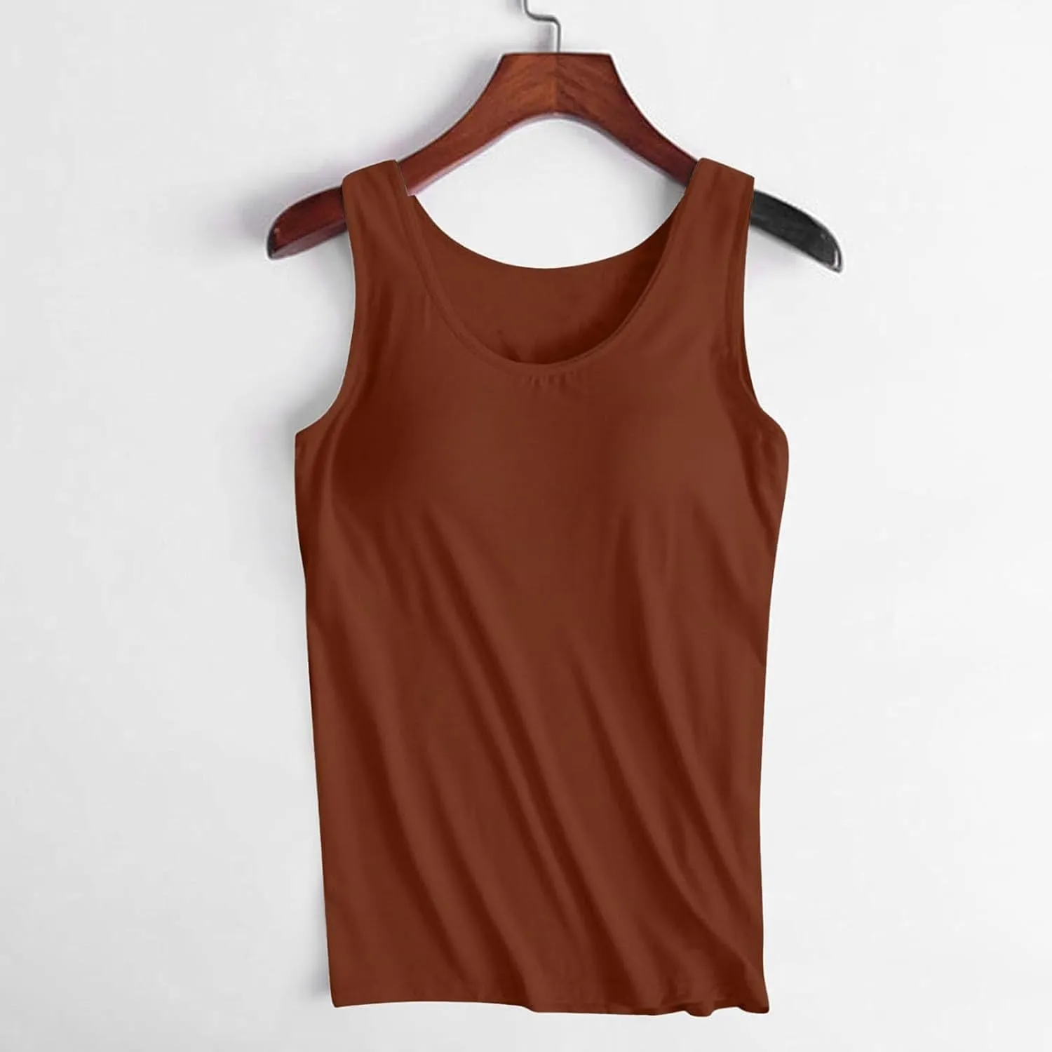 Cotton Shelf Bra Camisole Tops for Women Round Neck Comfy Vest Summer Running Layering Tank Top Summer Cami Shirt