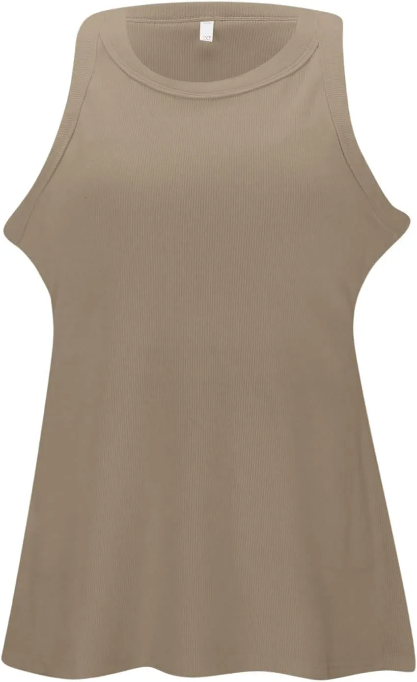 Cotton Shelf Bra Camisole Tops for Women Round Neck Comfy Vest Summer Running Layering Tank Top Summer Cami Shirt