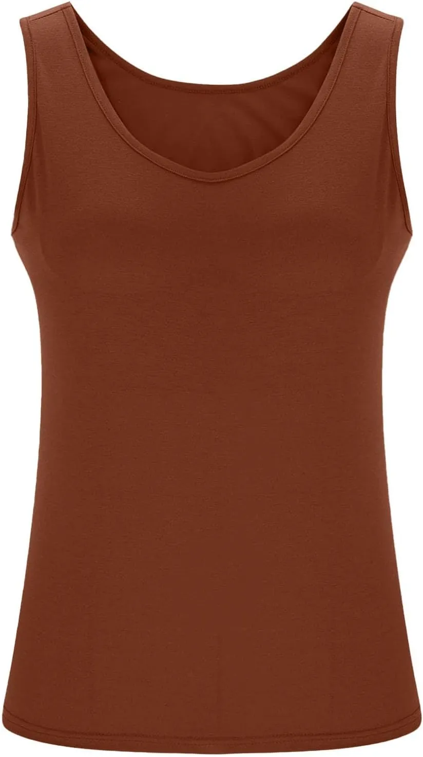 Cotton Shelf Bra Camisole Tops for Women Round Neck Comfy Vest Summer Running Layering Tank Top Summer Cami Shirt