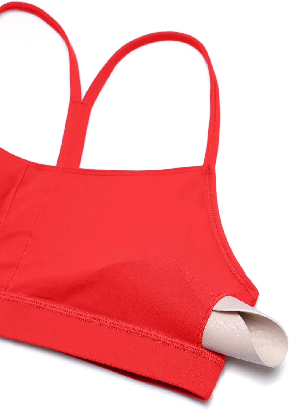 CRZ YOGA Butterluxe Womens Y Back Sports Bra - Padded Racerback Low Impact Spaghetti Thin Strap Workout Yoga Top