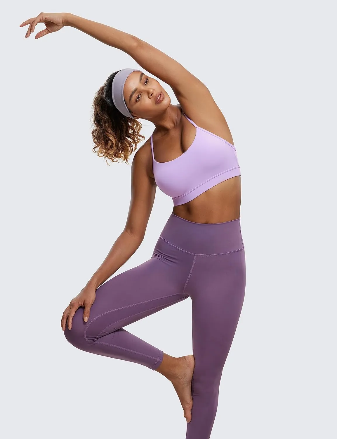 CRZ YOGA Butterluxe Womens Y Back Sports Bra - Padded Racerback Low Impact Spaghetti Thin Strap Workout Yoga Top