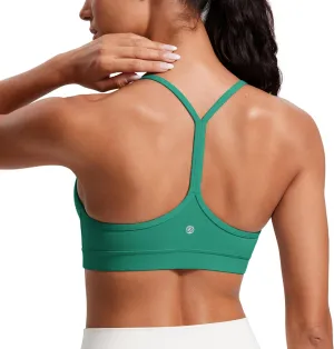 CRZ YOGA Butterluxe Womens Y Back Sports Bra - Padded Racerback Low Impact Spaghetti Thin Strap Workout Yoga Top