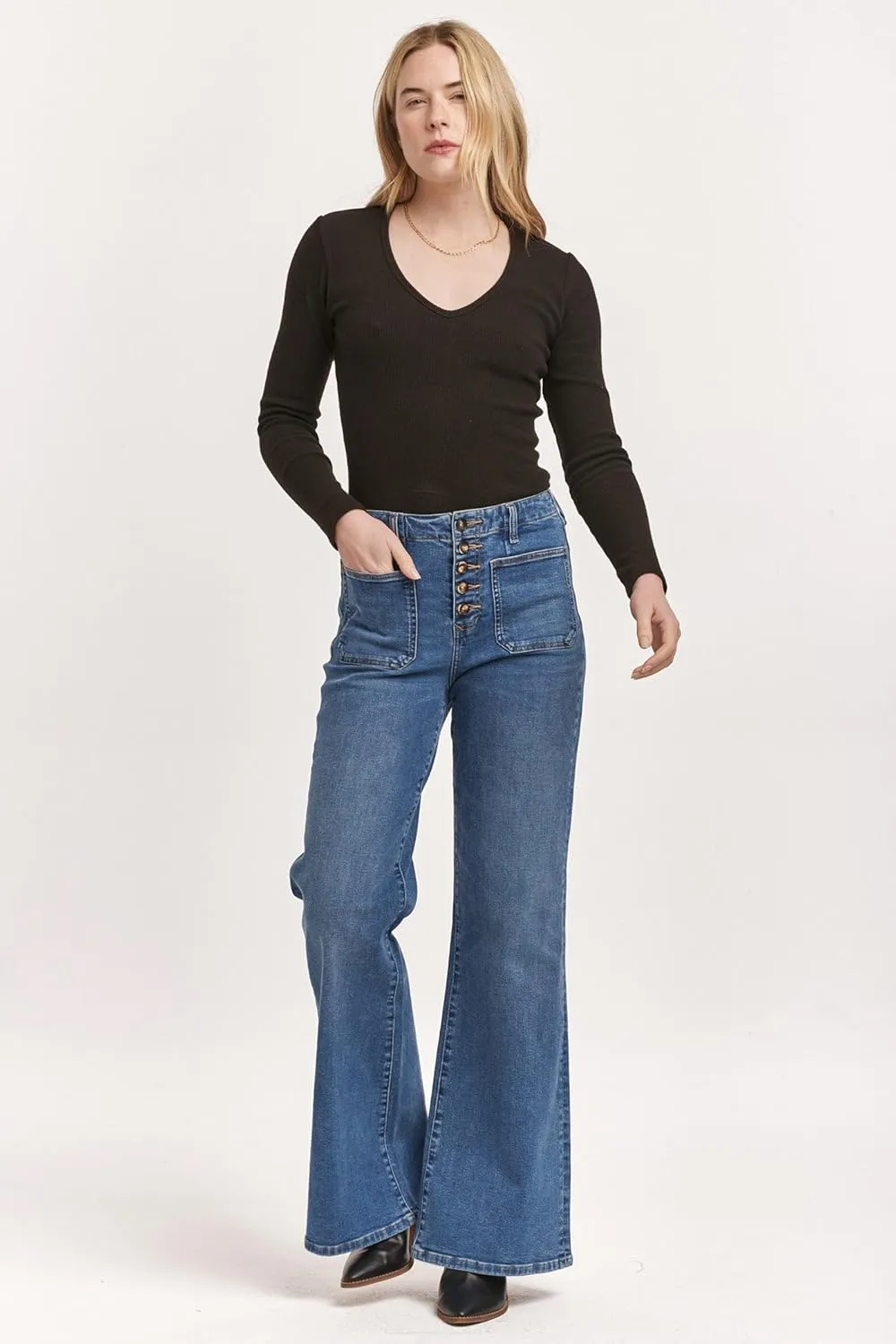 DEAR JOHN James Wide Leg Women's Jeans High Rise Full Inseam