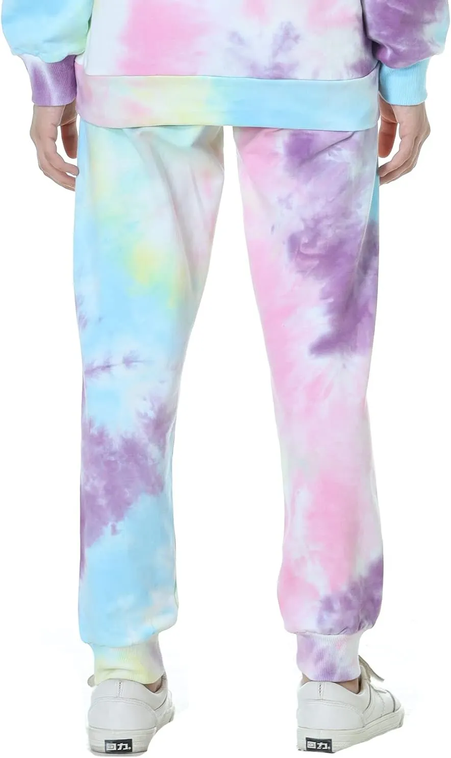 Deeorla Boys Girls Tie Dye Sweatpants Joggers Cotton Athletic Sport Pants with Pocket Teens 5-14Years