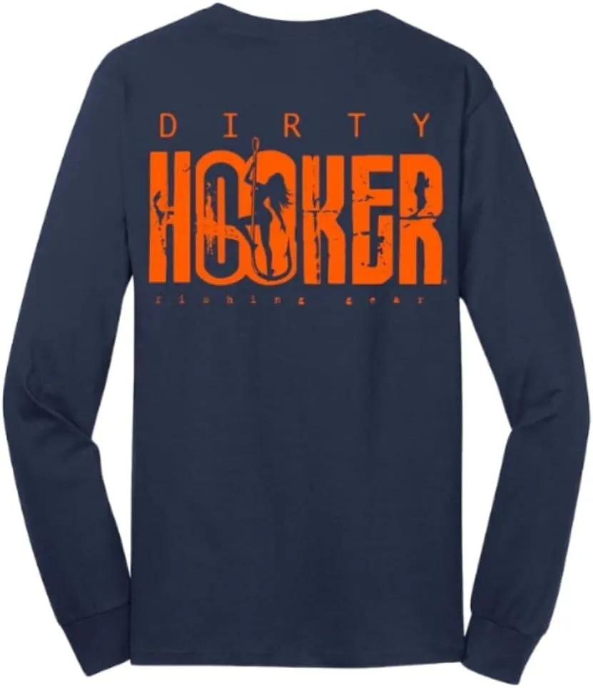 Dirty Hooker Fishing Gear, Longsleeve Tee with Classic Light Blue Logo
