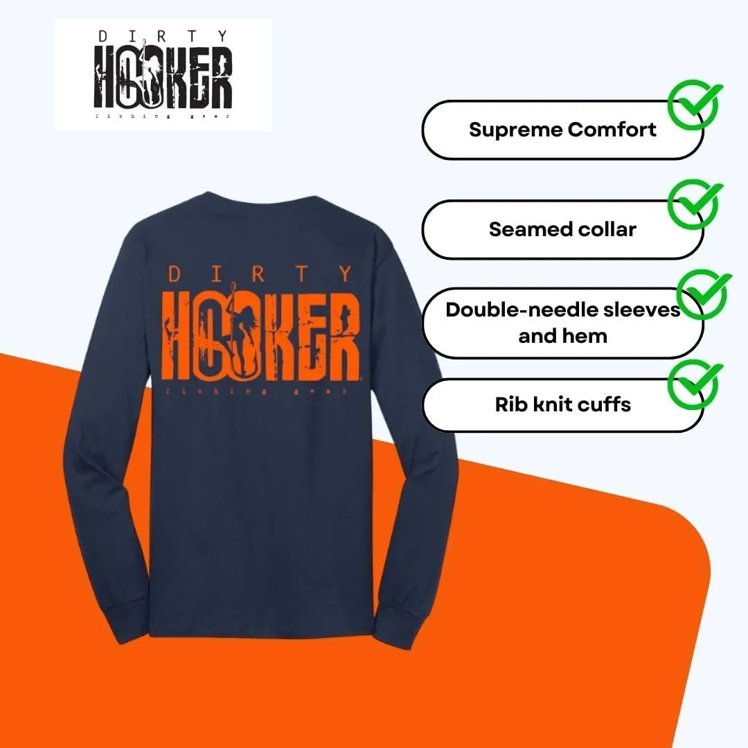 Dirty Hooker Fishing Gear, Longsleeve Tee with Classic Light Blue Logo