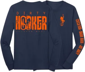 Dirty Hooker Fishing Gear, Longsleeve Tee with Classic Light Blue Logo