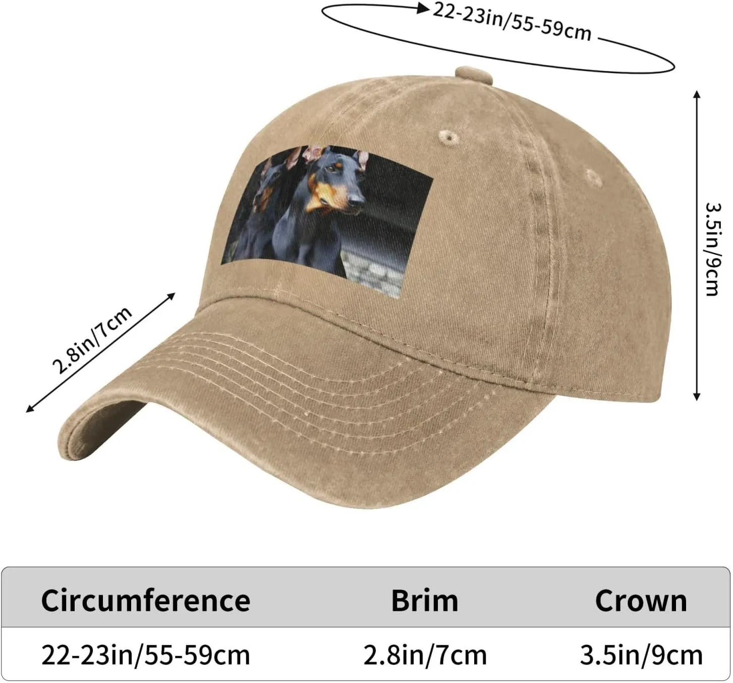 Doberman Unisex Baseball Cap Breathable Cotton Trucker Hat Classic Denim Dad Hat Summer Sun Hat