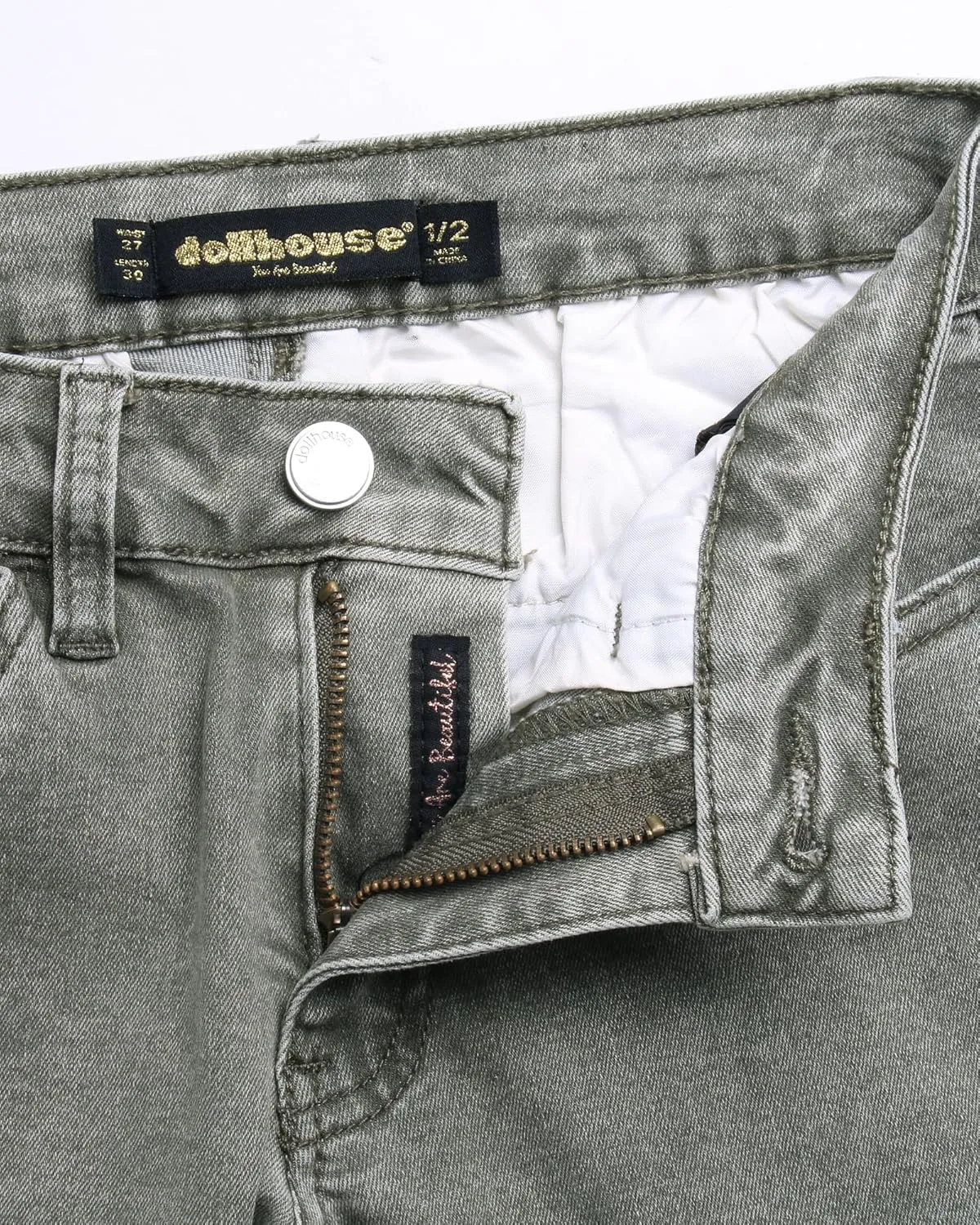 dollhouse Women's Jeans - Wide Leg Flare Cargo Jeans - Straight Leg Loose Cut Denim Pants with Cargo Pockets for Women (1-13)