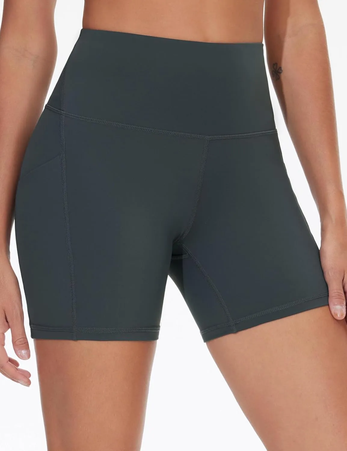 Dragon Fit Women's Athletic Biker Shorts High Waisted Stretch Workout Yoga Running Shorts with Pockets