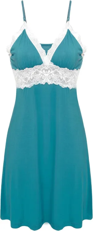 Ekouaer Sleepwear Womens Chemise Nightgown Full Slip Lace Lounge Dress
